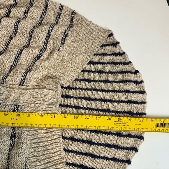 Free People Beige Navy Cocoon Striped Oversized Cardigan Sweater XS - Picture 6 of 7